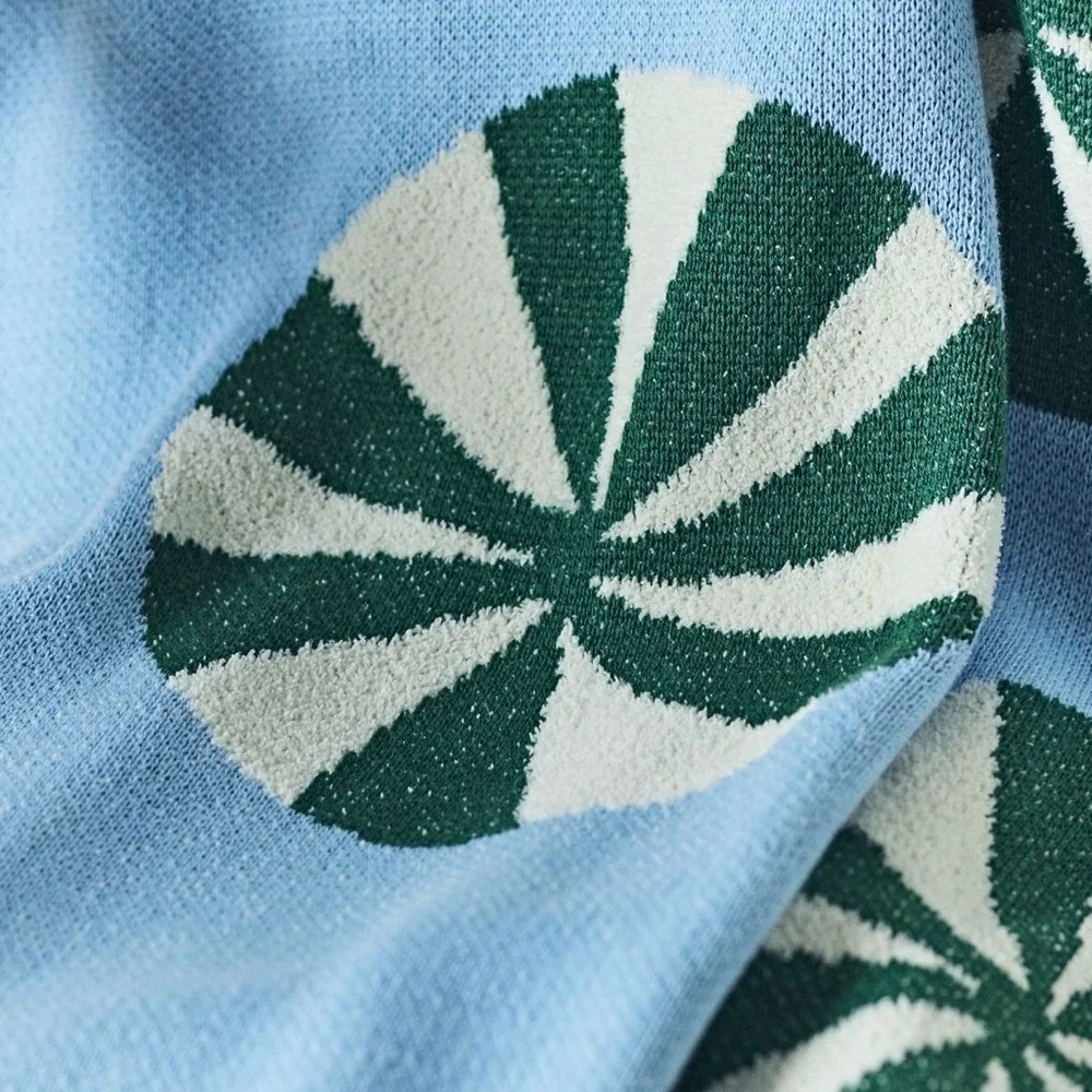 Anthropologie Blue and Green Knit Throw